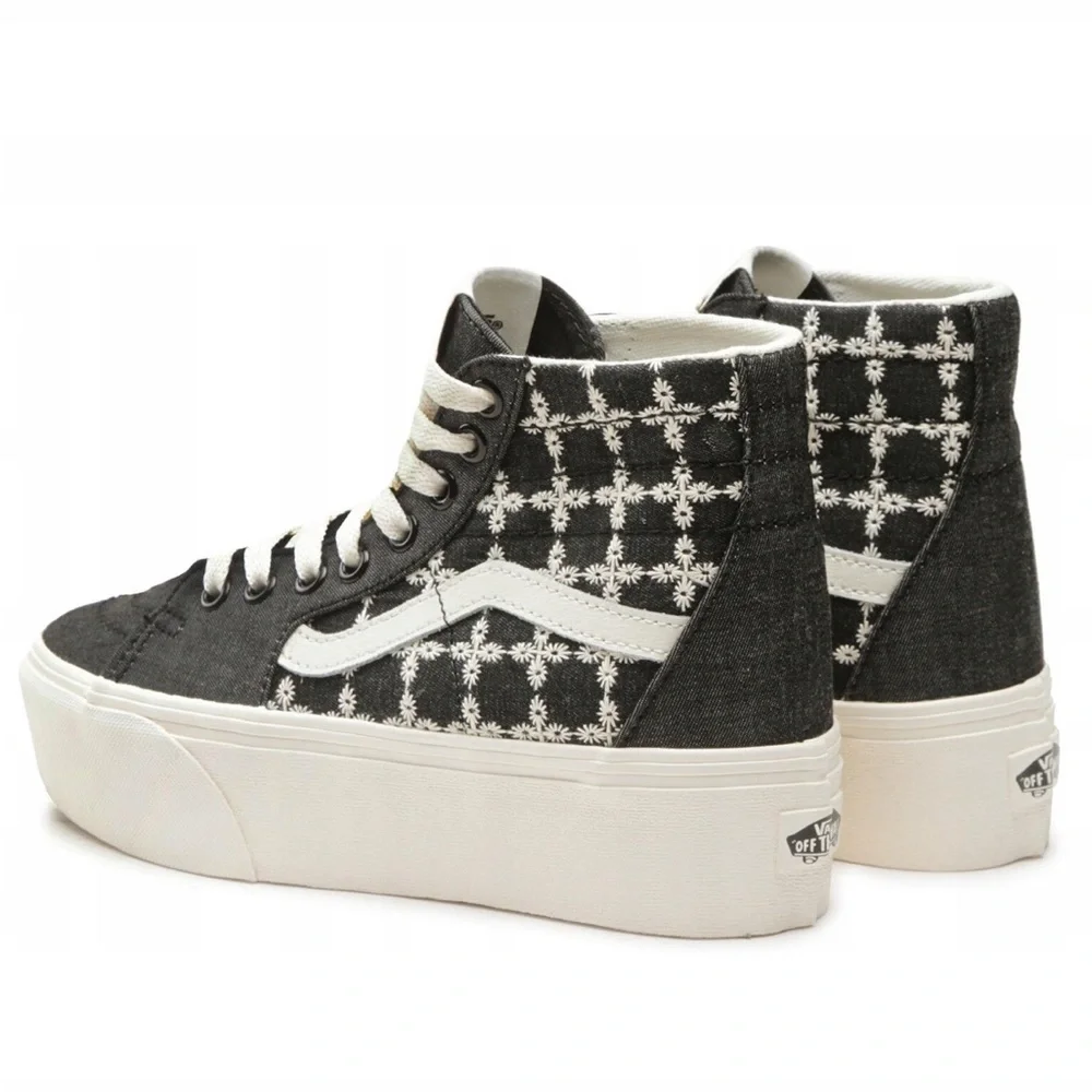 Vans Women's Black and White Patterned High-Tops
